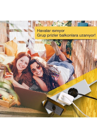 Günsan  Üçlü Çocuk Korumalı Topraklı Grup Priz 3 Metre