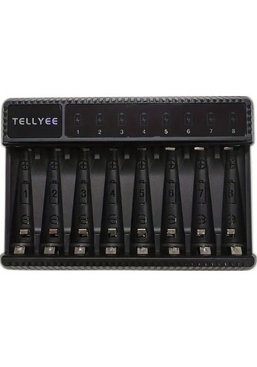 Xuweiwei Lcd Ekranlı 8 Yuvalı Aa Aaa Pil Şarj Cihazı Akıllı Aşırı Şarj Koruması Type C Hızlı Şarj Piller Dahil Değil