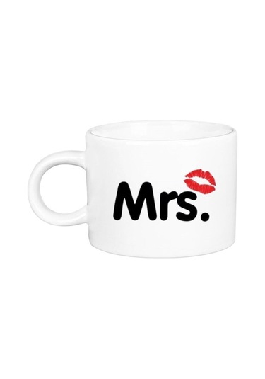 Mrs. Sevgili Aşk Evli Kanka Porselen Lüks Fincan Beyaz