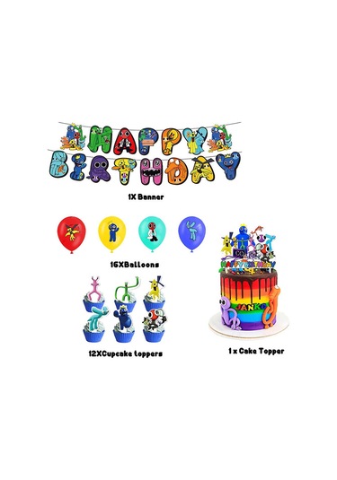 Roblox Rainbow Friends 2 Temalı Parti Aksesuarları Seti Balon Seti Diğer