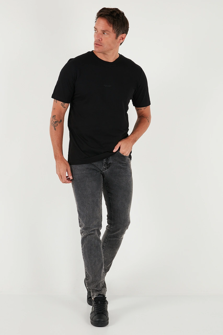 Buratti Yazı Detaylı Pamuklu Regular Fit Bisiklet Yaka Erkek T Shirt 59020203 Siyah