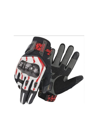 Motosiklet Eldiveni Karbon Fiber Koruma Deri Microfiber Kumaş Motor Eldiven