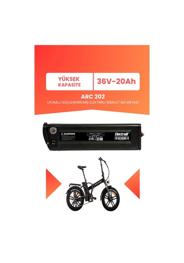 Arc 202 Uyumlu 36v 20ah Elektrikli Bisiklet Bataryası Siyah