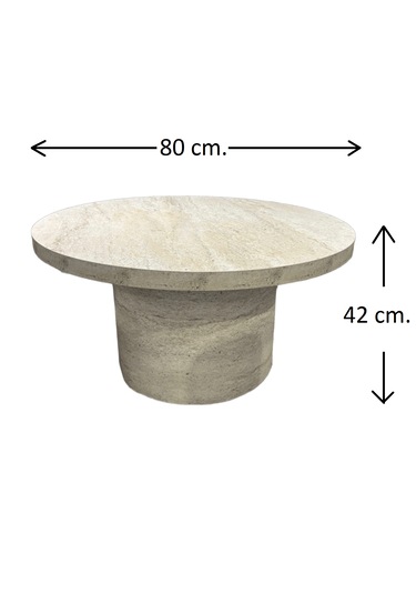 Most Rota Mermer Görünümlü %100 Mdf Bej Orta Sehpa 80 Cm. Çap Ev
