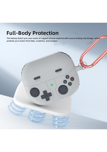 Samsung Galaxy Buds 3 / Galaxy Buds 3 Pro Uyumlu Silikon Kılıf Anahtarlıklı Kılıf Gri