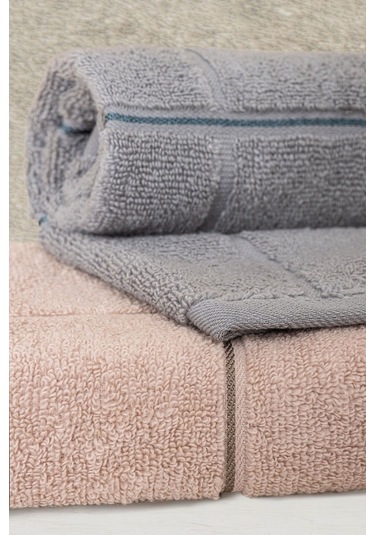 Varol Kare Serisi Micro Cotton 30x50cm 3 Lü Havlu Seti V1/30x503adet Antrasit - Pudra