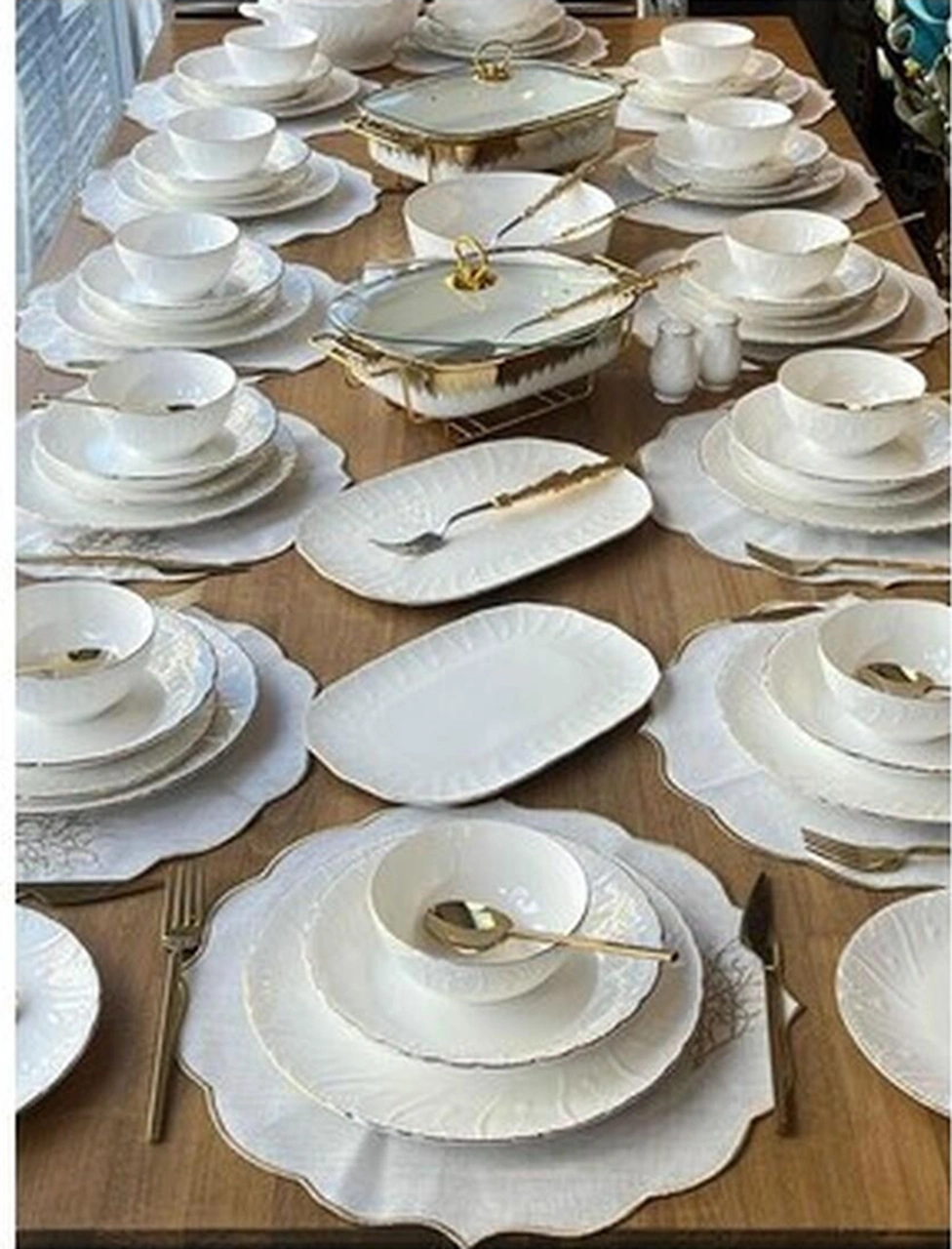 Yemek Takımı Elegance Gold 153 Parça 12 Kişilik Süt Beyazı
