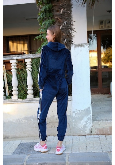 Akbeniz Kadın Kadife Kapşonlu Eşofman Takım 9059