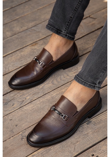 D0699 Günlük Ortopedik Hakiki Deri Erkek Klasik Ayakkabı Kahverengi