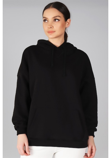 Sweetness Kadın Siyah Kapüşonlu Sweatshirt SIYAH