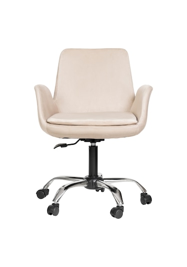 Markaelz Krom Metal Ayaklı Ofis Çalışma Sandalyesi Pescado Bej