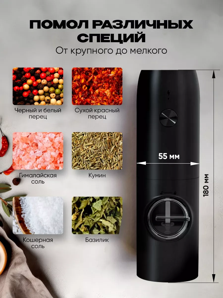 Linedi Elektrikli Baharat Değirmeni 212950544 Siyah Mat