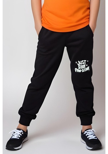 Just Stay Paw Baskılı Kız Çocuk Tişört Ve Eşofman Alt-üst Takım Turuncu