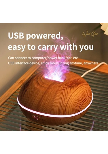 Techbloom Aroma Nemlendirici Esansiyel Yağ Eklenebilir Renkli Aydınlatma Wood Grain Color Küçük Rahatlatıcı Makine