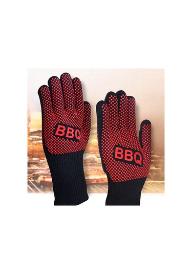 Xindoker Kırmızı 35cm 350 C Isı Dayanıklı Silikon Işılaklı Barbekü Eldiveni - Fırın, Mangal, Pişirme İçin Anti Kayma Isıl Koruma Eldiveni Çok Renkli