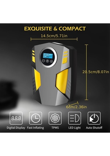 Challenger Zihinsel Dijital Ekranlı Siyah Dc12v Hava Pompası Otomatik Kapanış Aşırı Isınma Koruma