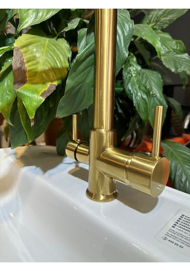 İsaoğlu Yapı Mat Gold Arıtmalı Musluk Modern Tasarım Arıtmalı Armatür Mat Altın Batarya Gold