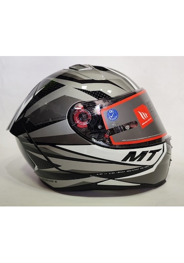 MT Kask Revenge 2 Kley B0 Parlak Gri - Şeffaf Vizörlü