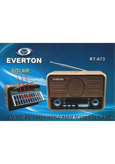 Everton RT-673 Bluetooth Fm-usb-tf-aux Şarjlı Solar Nostaljik Radyo Hoparlör