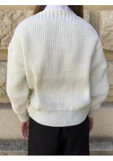 İ-sheep Okul Kazağı Sıcak Düğmeli Kardigan. 178447847 Sütlü