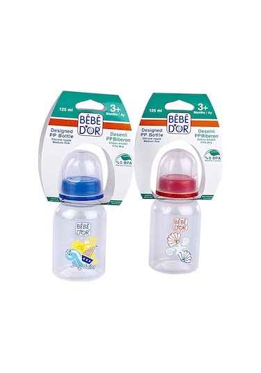 Bebedor Desenli PP Biberon 125 ml ( No:3 Biberon Emziği Hediyeli)
