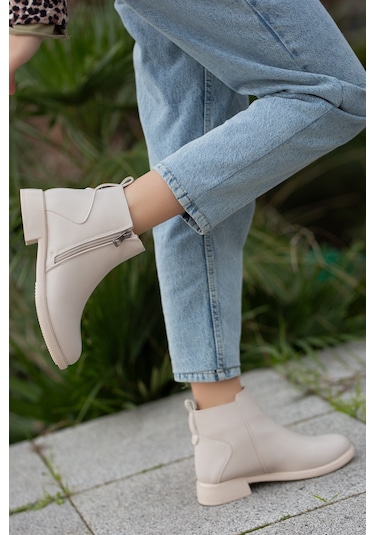 D404 Garantili Soğuk Geçirmez Kışlık Kadın Bot & Bootie Vizon