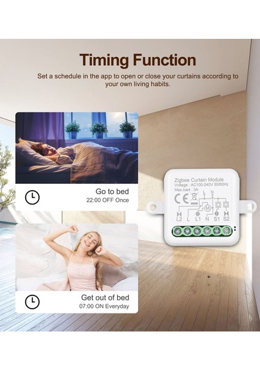 Maiyame Zigbee 3.0 Akıllı Perde Kontrol Modülü - 1 Yol, Kablosuz Komut, Geleneksel Perdeyi Akıllı Hale Getirir, 100-240v, 3a Maksimum Yük Zigbee