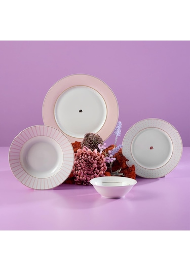 Jumbo Navy 24 Parça 6 Kişilik Yemek Takımı Pink Pembe