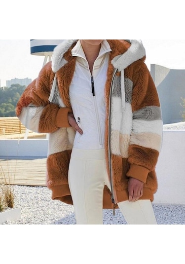 Sonbahar Kış Sıcak Peluş Cep Kapşonlu Sokak Giyim Gevşek Kadın Fermuarlı Kaşmir Dış Giyim Palto Kadın Büyük Boy Ceket Palto Turuncu Sonbahar Kış Sıcak Peluş Cep Kapşonlu Sokak Giyim Gevşek Kadın Fermuarlı Kaşmir Dış Giyim Palto Kadın Büyük Boy Ceket Palto Turuncu