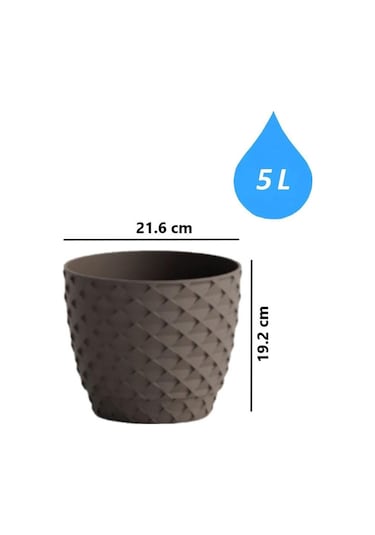 Omnipazar So-kap4 Kapadokya Dekoratif Plastik Saksı 5 Litre No 4 Mocha