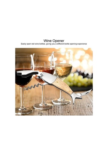 Fastbuy Ahşap Balık Şekilli Şarap Açacağı, Çok Amaçlı Şarap Tirbuşonu, Ev Dekorasyonu İçin Ideal Diğer