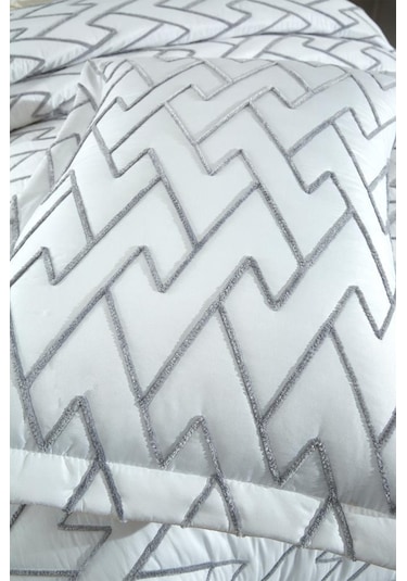 Maria Kapitoneli Tek Kişilik Yatak Örtüsü 180x240 Krem - Gri Krem Gri
