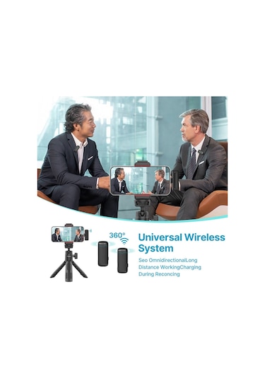 Ulanzi J12 Kablosuz Lightning Apple Uyumlu iPhone İkili Yaka Mikrofonu 2885