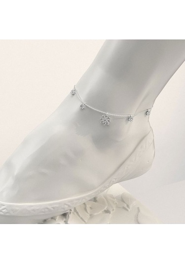 İndigo Takı Çiçek Tohumu Beyaz Gümüş Halhal