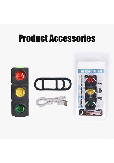 Hombey Mountain Bisiklet Arka Feneri Usb Şarjlı 7 Işıklı Modlu 3 Renk Ledli Siyah Su Geçirmez Bisiklet Güvenlik Lambası Dahili Li-poly Batarya Siyah