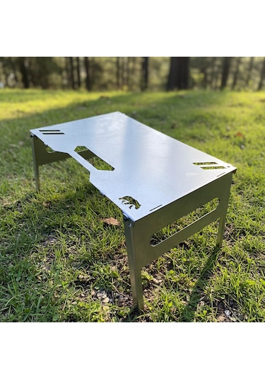 Kamp Ayısı Unibase Modüler Katlanır Kamp Masası, 2mm Galvaniz Çelik, Çantalı Gri