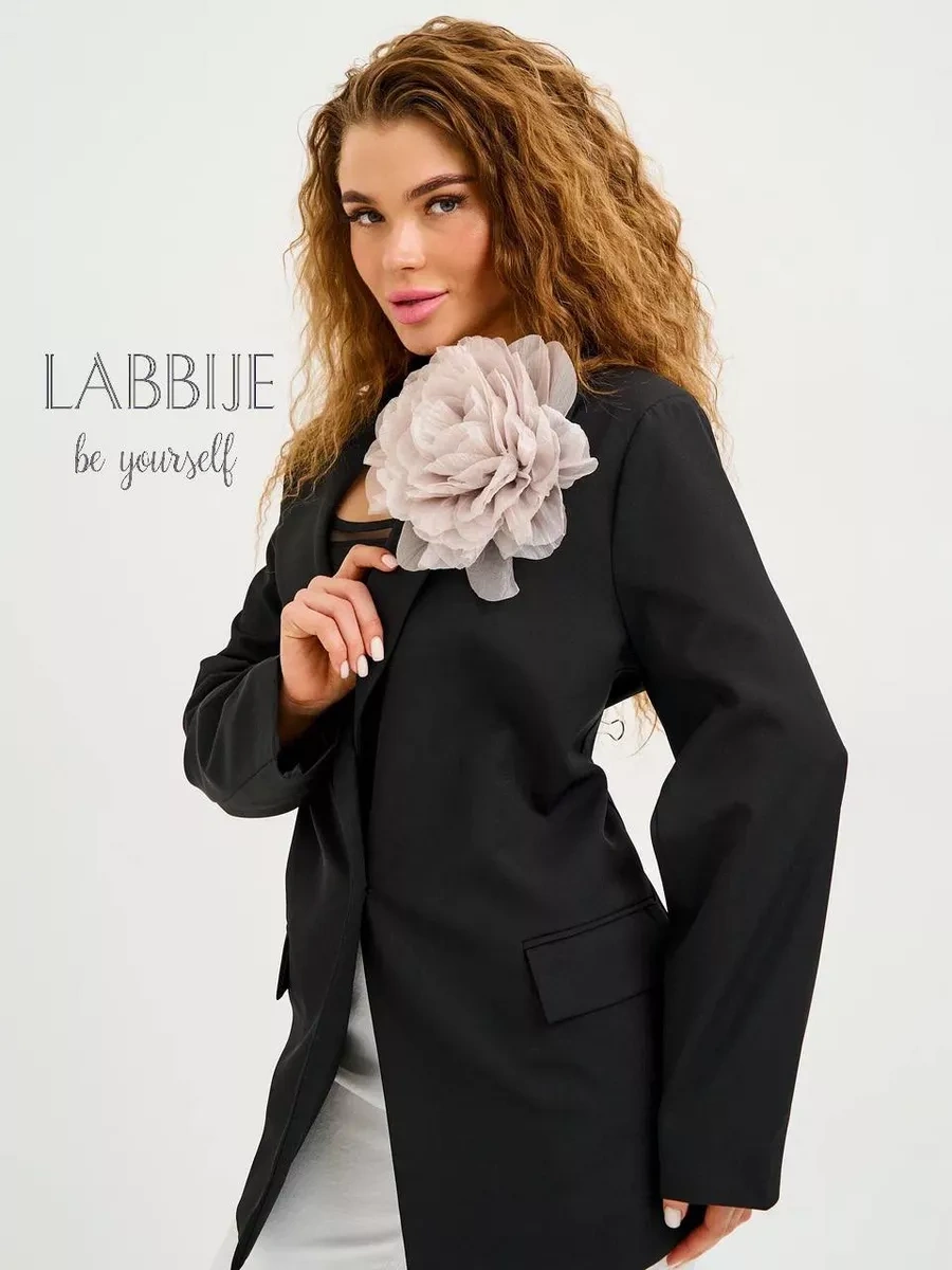 Labbıje Büyük Broş Kumaş Çiçek Fiyonk 216118725 Gri