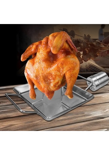 Paslanmaz Çelik Açık Kavurma Tavuk Tepsisi Barbekü Gümüş - Siyah Gümüş - Siyah