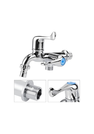 Bosphorusboutique02 Boyouyou Çift Ağızlı Saplı Musluk, G1/2 Mor, Çamaşır Makinesi Lavabo Banyo, Çok Amaçlı, Krom Abs Mor