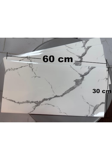 6 Adet Kendinden Yapışkanlı Dekoratif Esnek Köpük Beyaz Pvc Mermer Panel 60x30 0,18 M² Mutfak Banyo Wc Gri