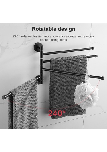 Sones Paslanmaz Çelik Havlu Barı Döndürülebilir Havlu Askısı Banyo Mutfak Duvara Monte Havlu Cilalı Askılık Tutucu, Model: Fırçalanmış Dört Kutup Diğer