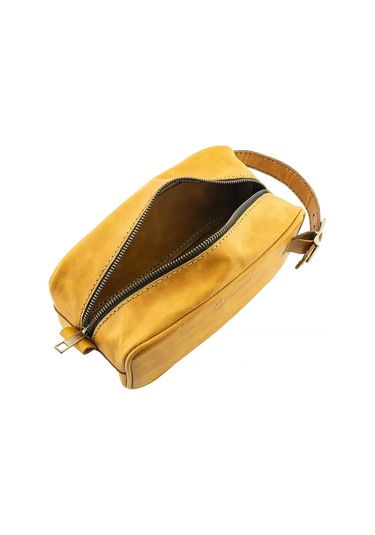 Twingold İsme Özel Dopp Kit Kişisel Bakım Ve Seyahat Çantası - %100 Rainbow Deri - Ac14004 - Hardal Sarısı Hardal