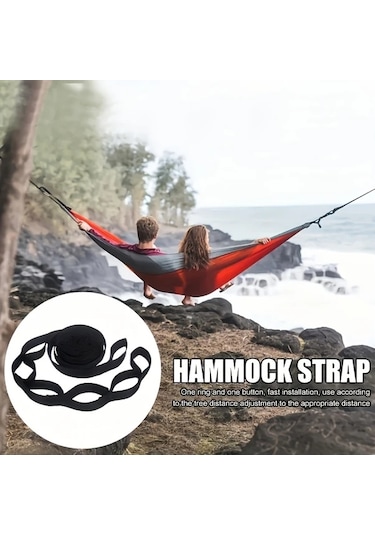 Elmpaly 400 Lb Kapasiteli 2 Askılı Hamak Askısı - Siyah Sku - Kamp Yürüyüş Salıncak Siyah