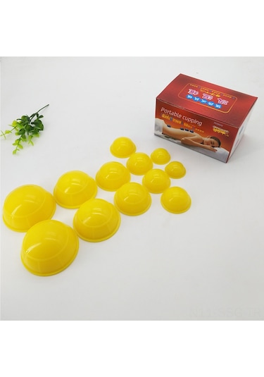 Springsun 12'li Silikon Vakum Suction K拔罐 Seti - Sağlık Masajı İçin Esnek, Taşınabilir Ve Dayanıklı Ev Fıtness Aletleri Sarı Çok Renkli