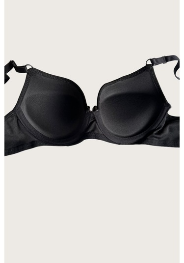 Siyah-beyaz-kırmızı-ten 4'lü Dolgulu Push Up Micro Balenli Günlük Tek Destekli Sütyen Görsel