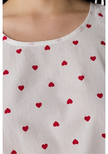 Penti Kırık Beyaz Red Hearts Atlet Pijama Üstü