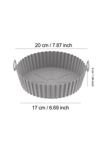 Gri 22/24 Cm Yuvarlak Silikon Hava Fritöz Pişirme Sepeti Astarı Airfryers  20 Cm