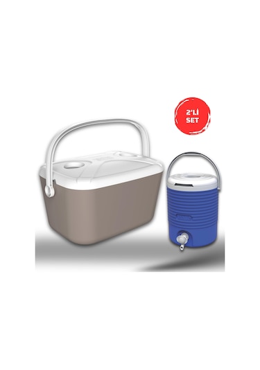 Buzluk Termos Set-30 Lt Buzzy Buzluk Termos 1178 Cooler Box + +6.5 Lt Erciyes Piknik Termos 1403 Cooler Jug Bej