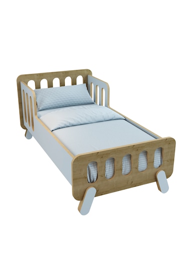 Somfy Montessori Ahşap Bebek Yatağı/çocuk Yatağı/ Demonte /60 Cm X 120 Cm Safir Meşe - Beyaz