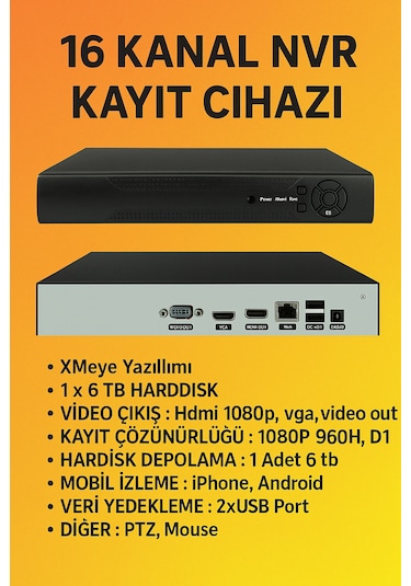 16 Kanal Nvr Ip Xmeye Kayıt Cihazı